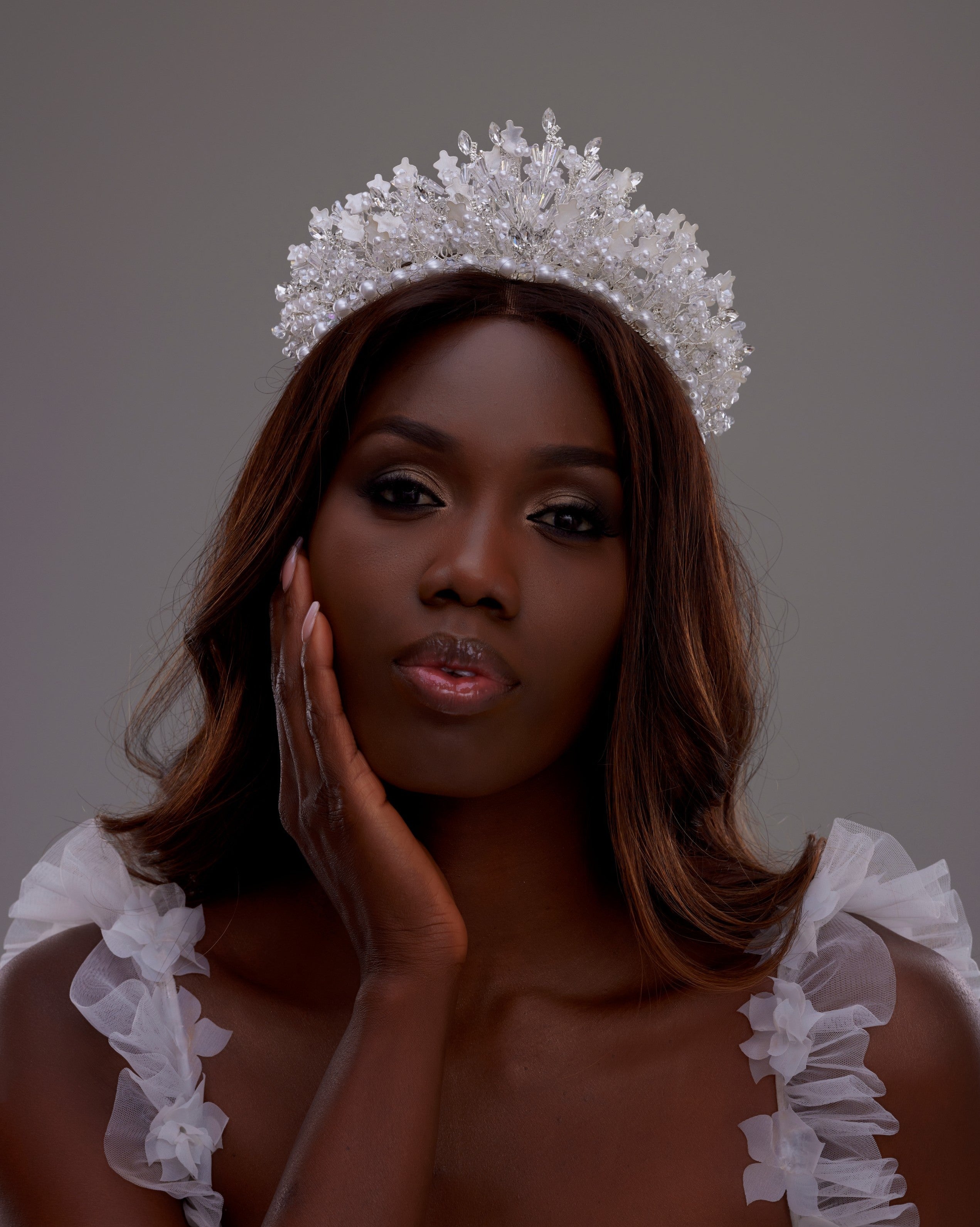 Sparkling Crystal Bridal Tiara – Handmade White Tiara