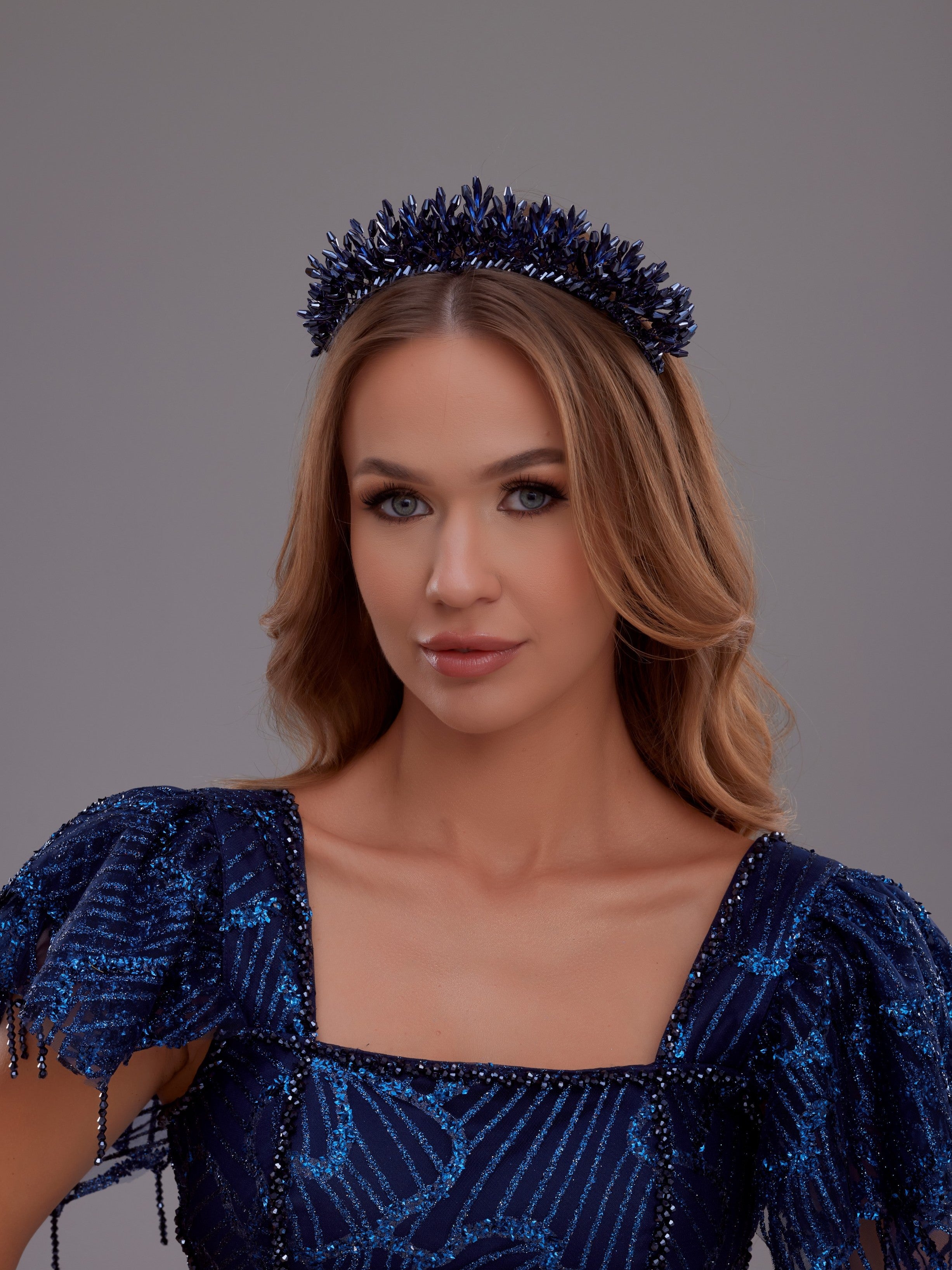Elegant Bridal Crystal Tiara – Stone and Crystal Beaded Wedding Hair Accessory