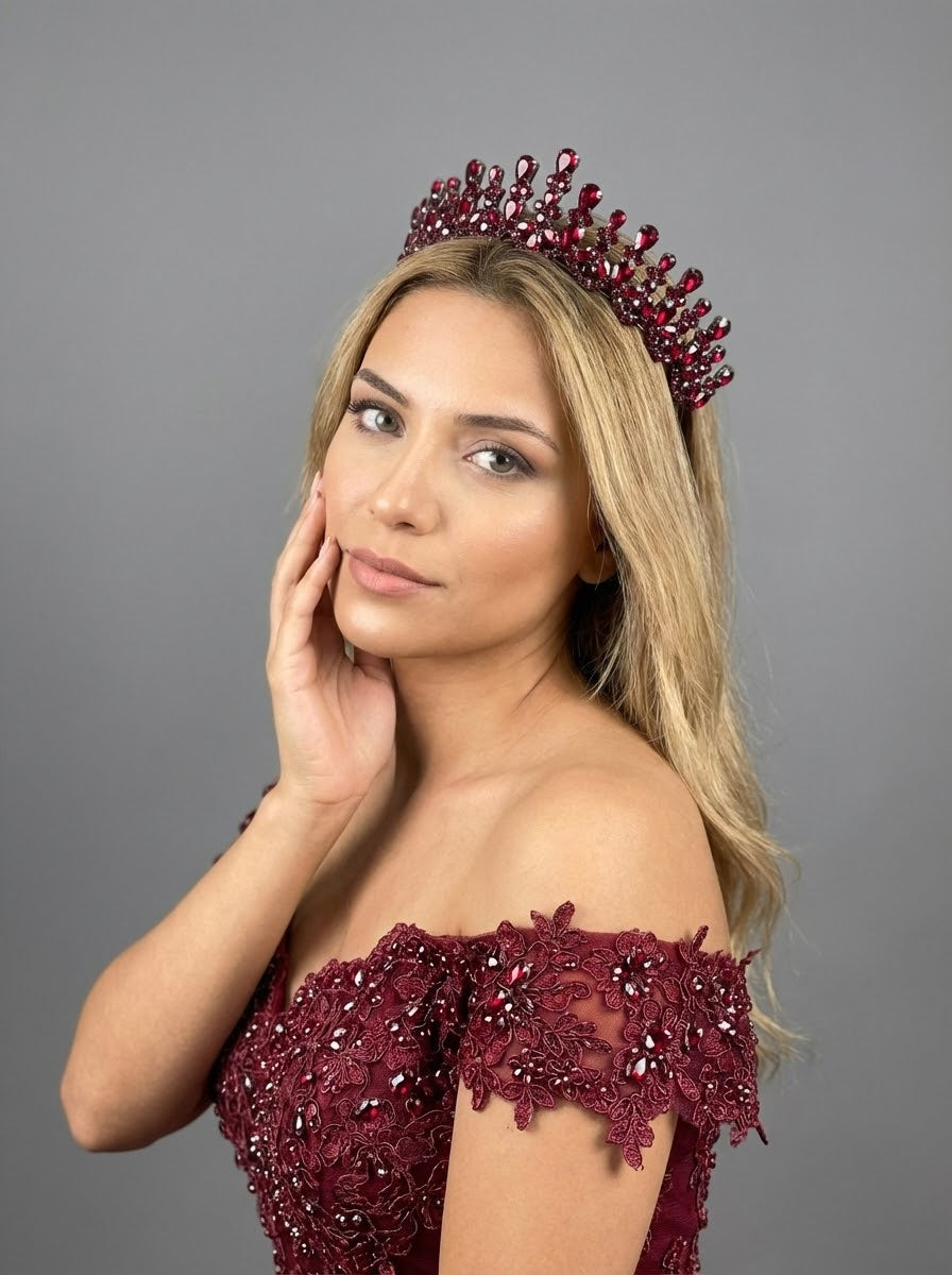 Kristal Taşlı Işıltılı Gelin Tacı Zarif Düğün Saç Aksesuarı