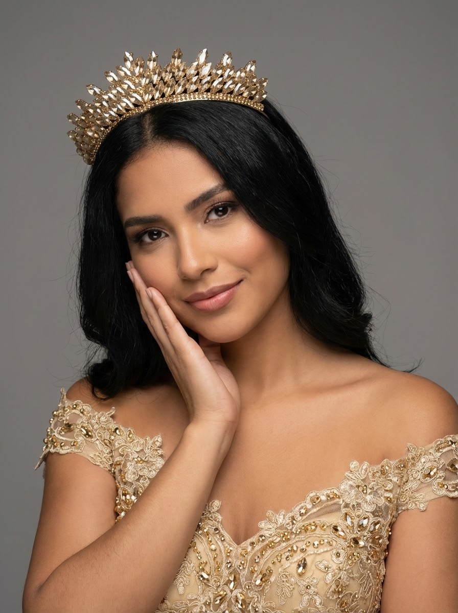 Kristal Taşlı Işıltılı Gelin Tacı Zarif Düğün Saç Aksesuarı