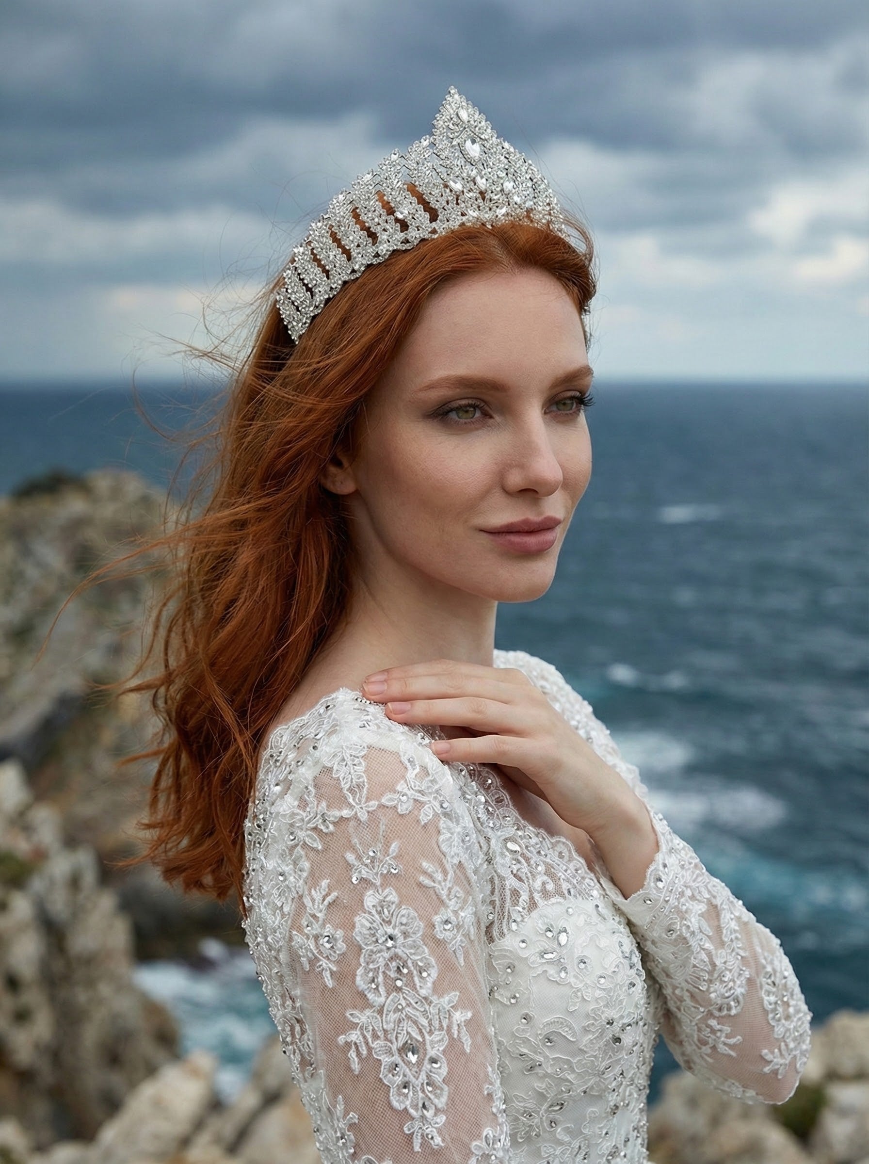 Kraliyet Işıltısı – Yüksek Formlu Kristal Gelin Tacı