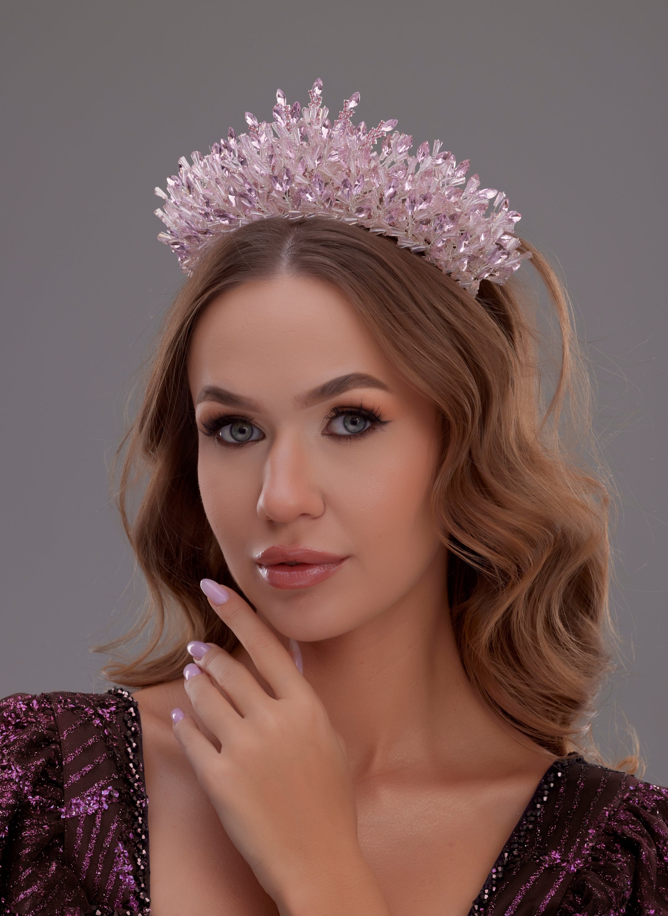 Kristal Taşlı Işıltılı Prenses Taç – El Yapımı Özel Tasarım Gelin Tacı