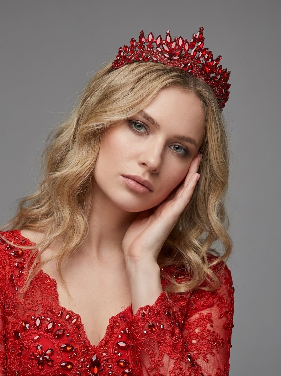 Kristal Taşlı Zarif Gelin Tacı Işıltılı Düğün Saç Aksesuarı