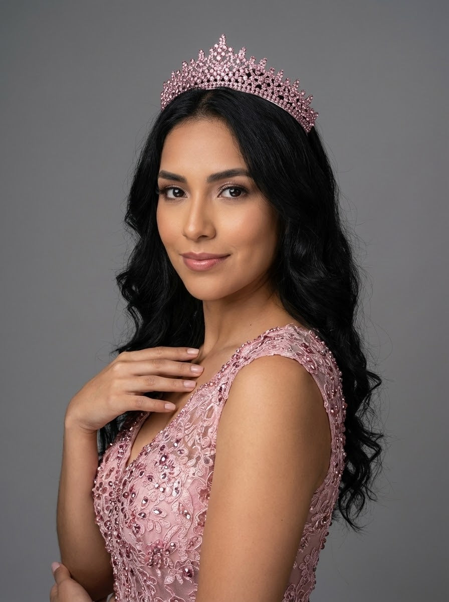 Kristal Taşlı Işıltılı Gelin Tacı Zarif Kraliçe Model Düğün Saç Aksesuarı