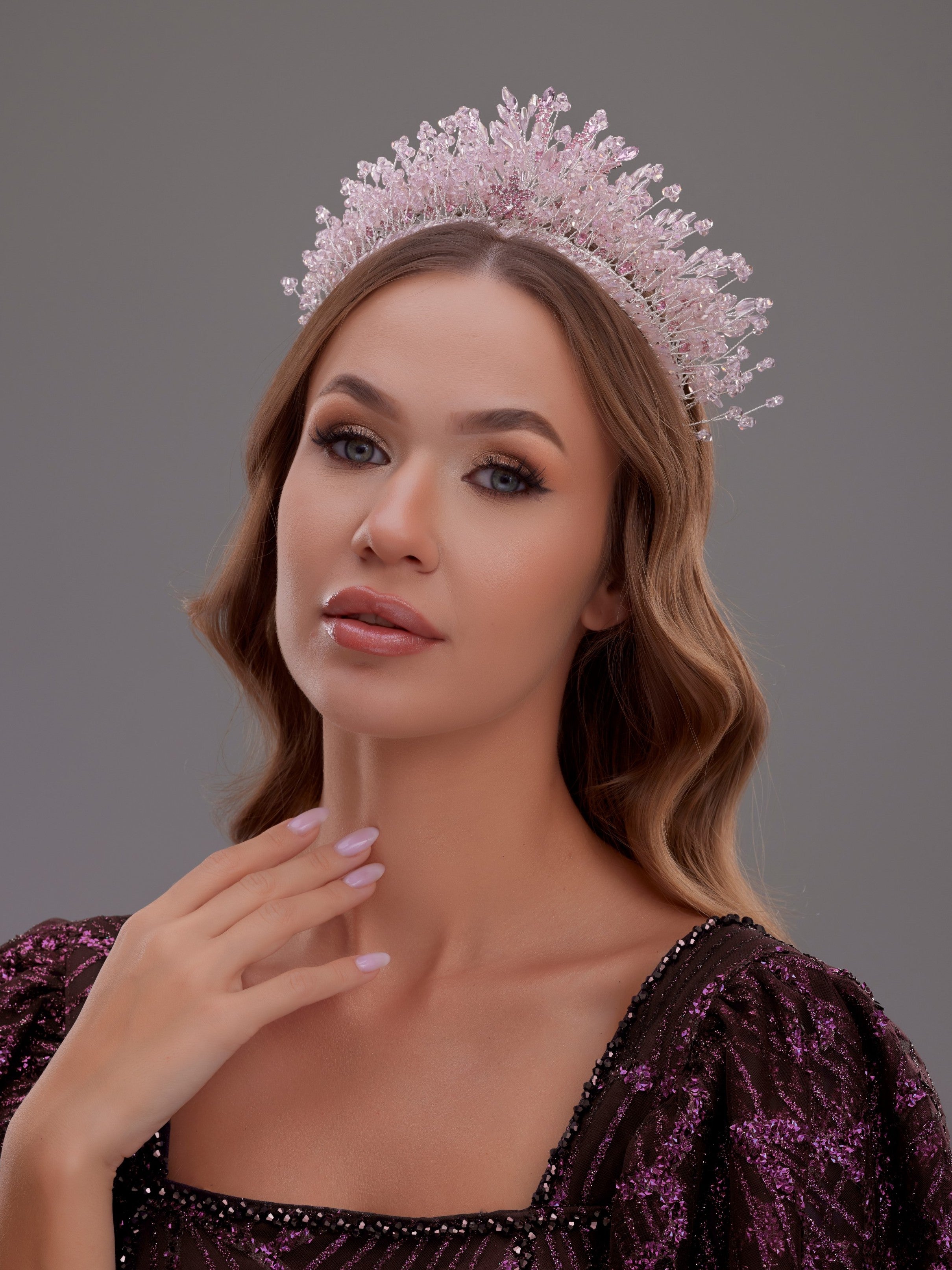 El Yapımı Kristal Gelin Tacı